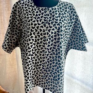 Playful Black & White Geometric Patterned Blouse by Gudrun Sjödén